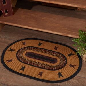 Farmhouse Star Jute Braided Oval Rug Stenciled Autumn Fall Decor Floor Mat